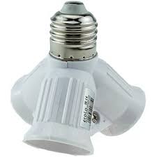 Переходник Е27 на 3*Е27 (верт узкий) белый Ecola №05338