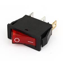 Микро-выкл 1кл узкий (красн) 16А 250V с подсв 3pin I-O Rexant №07480