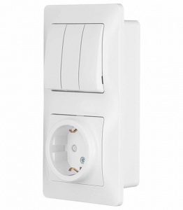 Блок 2м СП "Glossa" (роз ЕС+выкл 3кл) (бел) SchE №00924