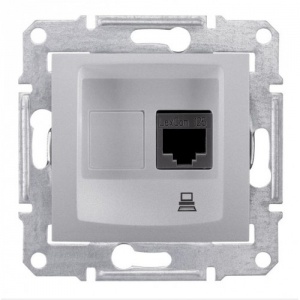 Розетка комп 1м СП RJ45 "Sedna" (алюм) неэкр.UTP SDN4300160 SchE №02454