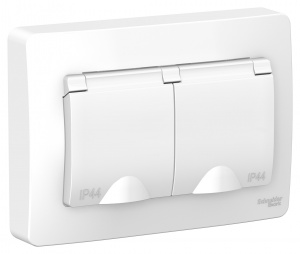 Розетка 2м СП ЕС с крышк (бел) 16А IP44 Blanca SchE №00708