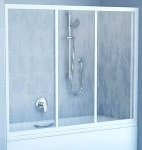 Шторка для ванны 3-элем раздв белая+мат.стекло RAVAK №07988