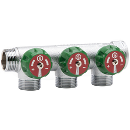 Коллектор 3 вых 3/4"*1/2"НР с рег/вент (90 град) Stout №09005
