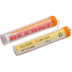 Припой с канифолью d1мм 10г (Sn60 Pb40) Rexant №02188