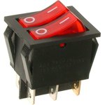 Микро-выкл 2кл (красн) 15А 250V с подсв 6pin I-O Rexant №01394