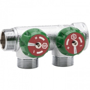 Коллектор 2 вых 3/4"*1/2"НР с рег/вент (90 град) Stout №09004