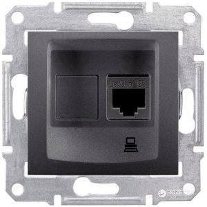 Розетка комп 1м СП RJ45 кат.5Е "AtlasDesign" (грифель) SchE №08164