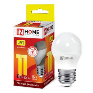 Лампа св/диод Е27 11W 3000К шарик мат IN HOME №04276