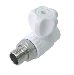 Кран белый PPRC шар. 20*1/2 д/рад. прям Pro Aqua №03918