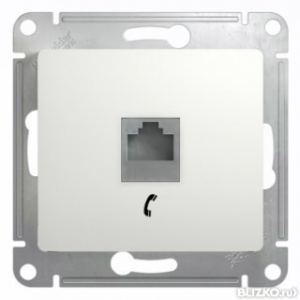Розетка телеф 1м СП RJ11 "Glossa" (бел) GSL000181Т SchЕ №02475