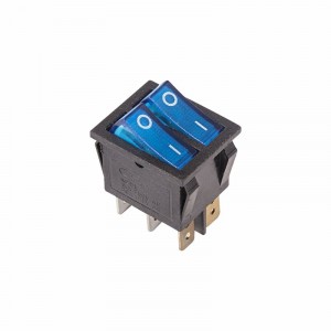 Микро-выкл 2кл (синий/зел) 15А 250V с подсв 6pin I-O Rexant №01390