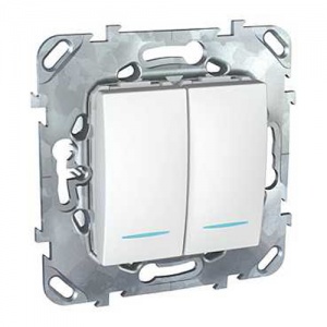 Выкл 2кл СП Unica с инд (бел) MGU5.0101.18NZD SchE №02307