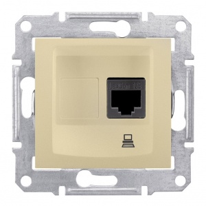 Розетка комп 1м СП RJ45 "Sedna" (крем) неэкр.UTP SDN4300147 SchE №07078