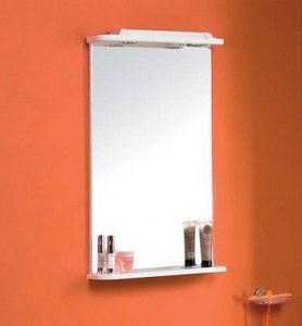 Зеркало "Мира" 47см с полкой белое Акватон (Россия) 496*817*120 №07952