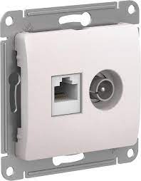 Розетка 1м СП "Glossa" двойная TV+RJ45 кат.5E (бел) GSL000189 SchE№02325