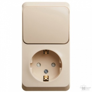Блок ОП "Этюд" (1кл.выкл+розет ЕС) (крем) SchE №07580