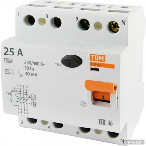 УЗО TDM ВД1-63 4п 25А 30мА №02044