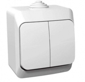 Выкл 2кл ОП "Этюд" вл/защ (бел) IP44 SchE №03242