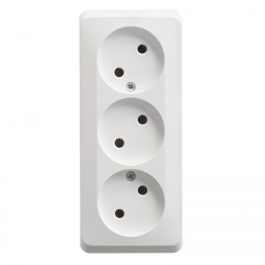 Розетка 3м ОП "Этюд" б/з (бел) SchE №03996