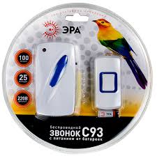 Звонок б/пров 6мелод база-220V с кнопкой С93 ЭРА №04088