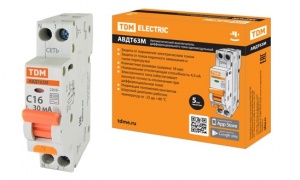 Диф. автомат АВДТ-63М 2п 16А 30мА TDM узкий №06522