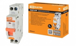 Диф. автомат АВДТ-63М 2п 25А 10мА TDM узкий №06485