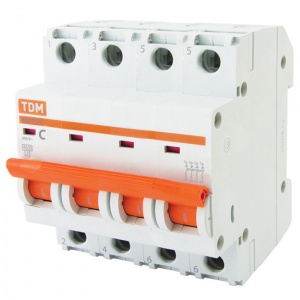 Выключатель автомат. TDM ВА47-29 4п 63А 4,5кА С №06197