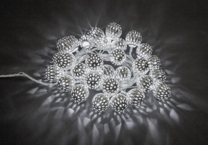 Гирлянда 30 св/д "Шарики" серебро 8реж 3,9м Nav №04157