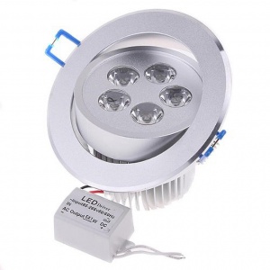 Свет-к св/диод встр круг 5W/5LED 220V бел Torch №04639