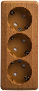 Розетка 3м ОП "Этюд" ЕС (бук) РА16-012Т SchE №02488