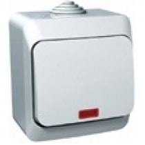 Выкл 1кл ОП "Этюд" вл/защ с инд (сер) IP44 №02015