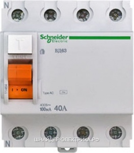 УЗО "Домовой" ВД63 4п 40А 100мА SchE  №06075